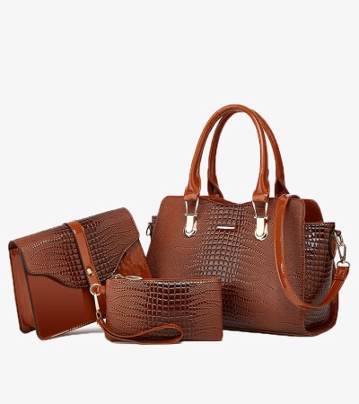 Mother and son set women's bag new three-piece stylish bag - Brown