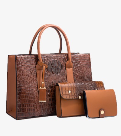 New crocodile print handbag for women fashion shoulder bag - Brown