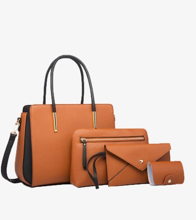 New fashion women's bag fashion color four-piece set bag - Brown