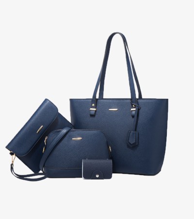 New Large Capacity Fashion Diagonal Span Four-Piece Set Bag - Dark blue