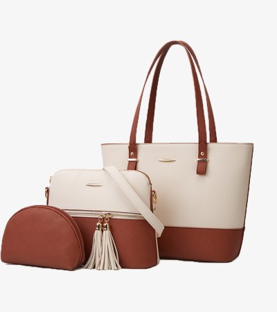New Three-Piece Female Bag Set With One-Shoulder Oblique Span Handbag For Women - white