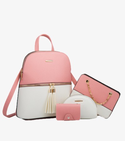 New backpack single shoulder oblique span bag - White Pink
