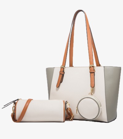 Fashion large capacity 3-in-1 shoulder oblique span women's bag - white