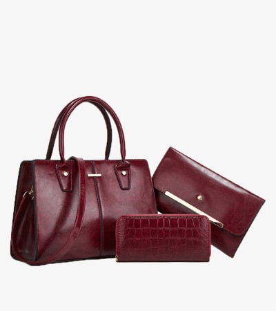 New three-piece hand and shoulder crossbody bag - Wine Red