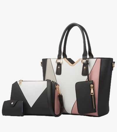 New fashion diagonal simple bag four-piece set - Black