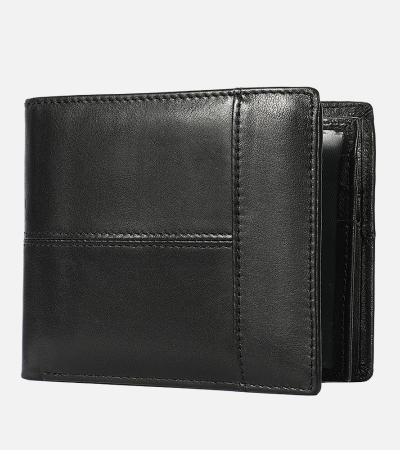 Leather short money baotou layer vintage leather - Black