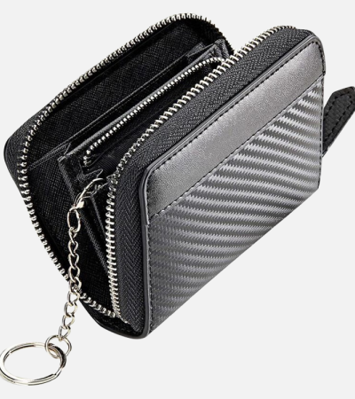 Women's carbon stripe short coin purse