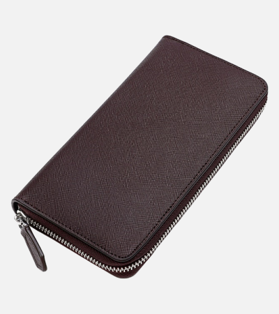 Men's purse with cross zipper large capacity men's and women's long wallets