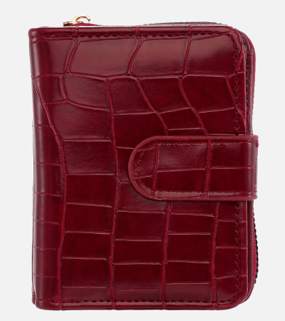 Alligator print integrated purse Women's short organ card bag large capacity function more than two fold more cards - red